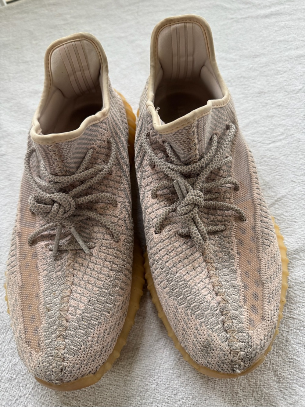 adidas Yeezy Light Beige Knit Low-Top Sneakers